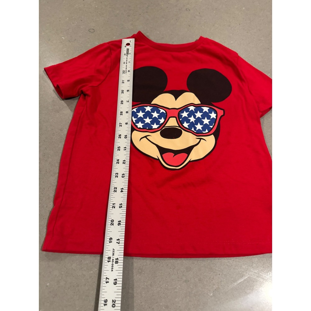 Old Navy Disney Mickey Mouse Red T Shirt Kids Size S 6 7 Patriotic Sunglasses - Picture 2 of 5